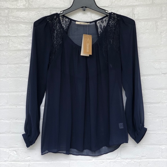 Francesca's Collections Tops - Francesca’s Navy Blue Sheer Blouse. Size Small